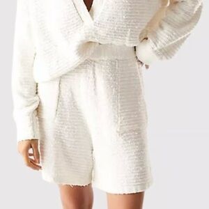 Free People FP Beach Carter Shorts White XS Oversized Textured Travel Breach